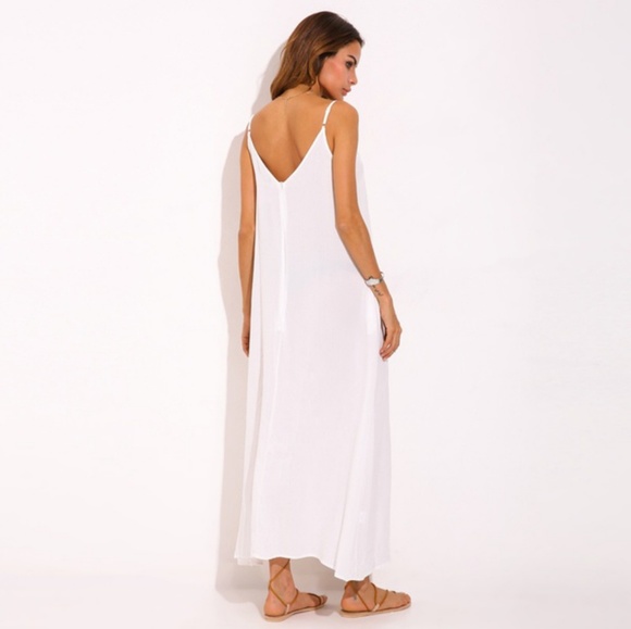 HP||🌟NEW! Grace V-neck Maxi Dress WHITE - Picture 3 of 6
